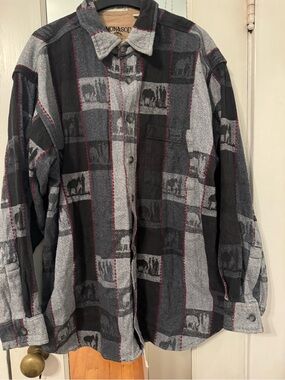 Vintage Lemon & Soda Men's Southwest Graphic Checkered Button up Shirt Size L